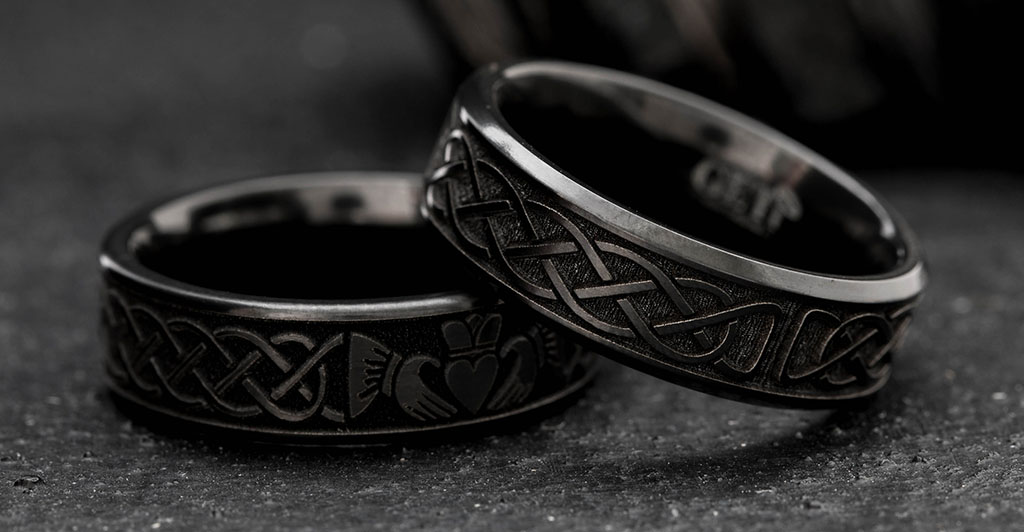 black zirconium rings and wedding rings